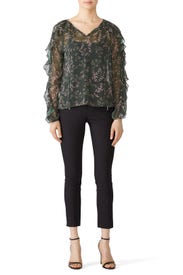 Sheer Green Floral Blouse by Slate & Willow