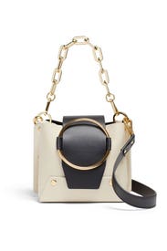 Cream and Black Delila Mini Bucket Bag by Yuzefi