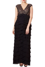 Black Scallop Gown by Adrianna Papell