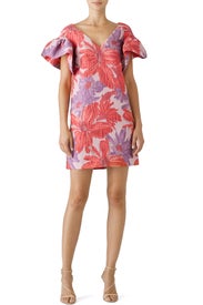 Pink Floral Ruffle Shift by Badgley Mischka