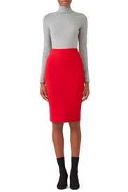 Red Knit Pencil Skirt by Diane von Furstenberg