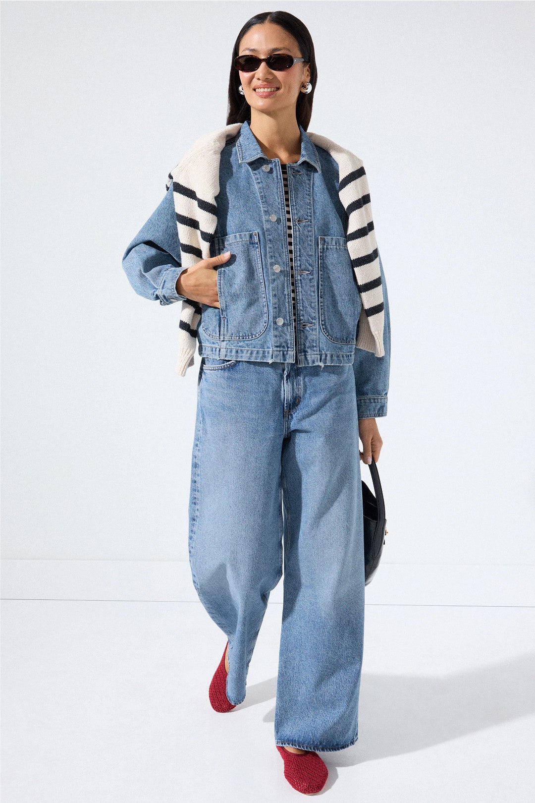 Denim Jacket With Utility Pockets by WARP + WEFT 0