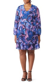 Blue Floral Print Dress by Alexia Admor
