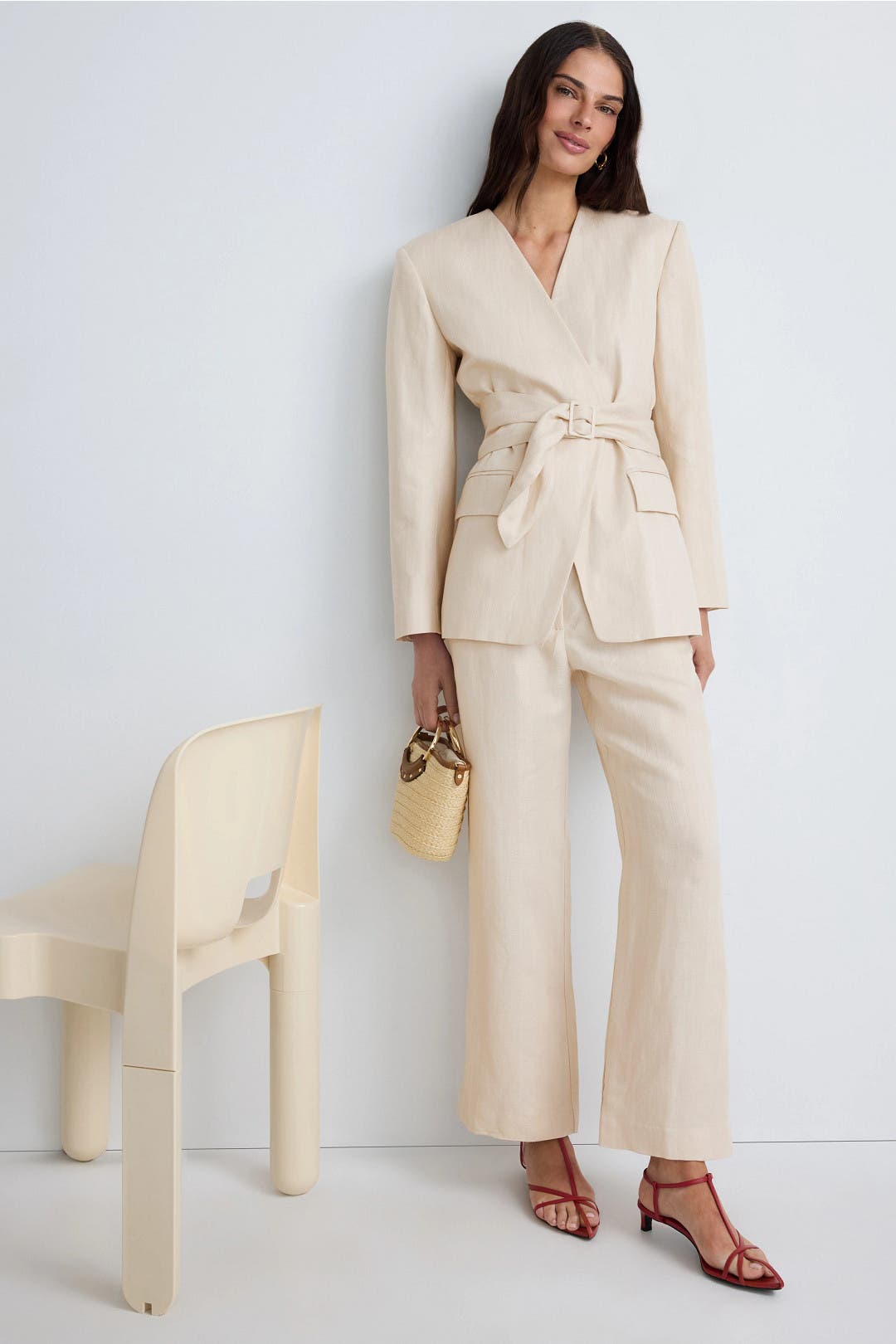 Claudie Pierlot Vassila Belted Blazer Brown