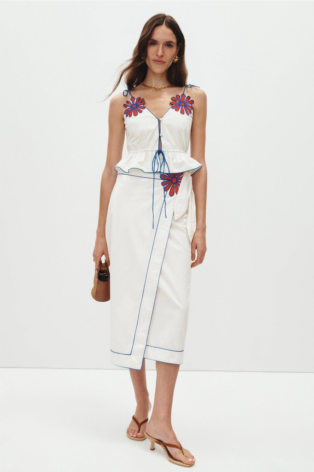 Floral Motif Warp Skirt by CAROLINA K 0