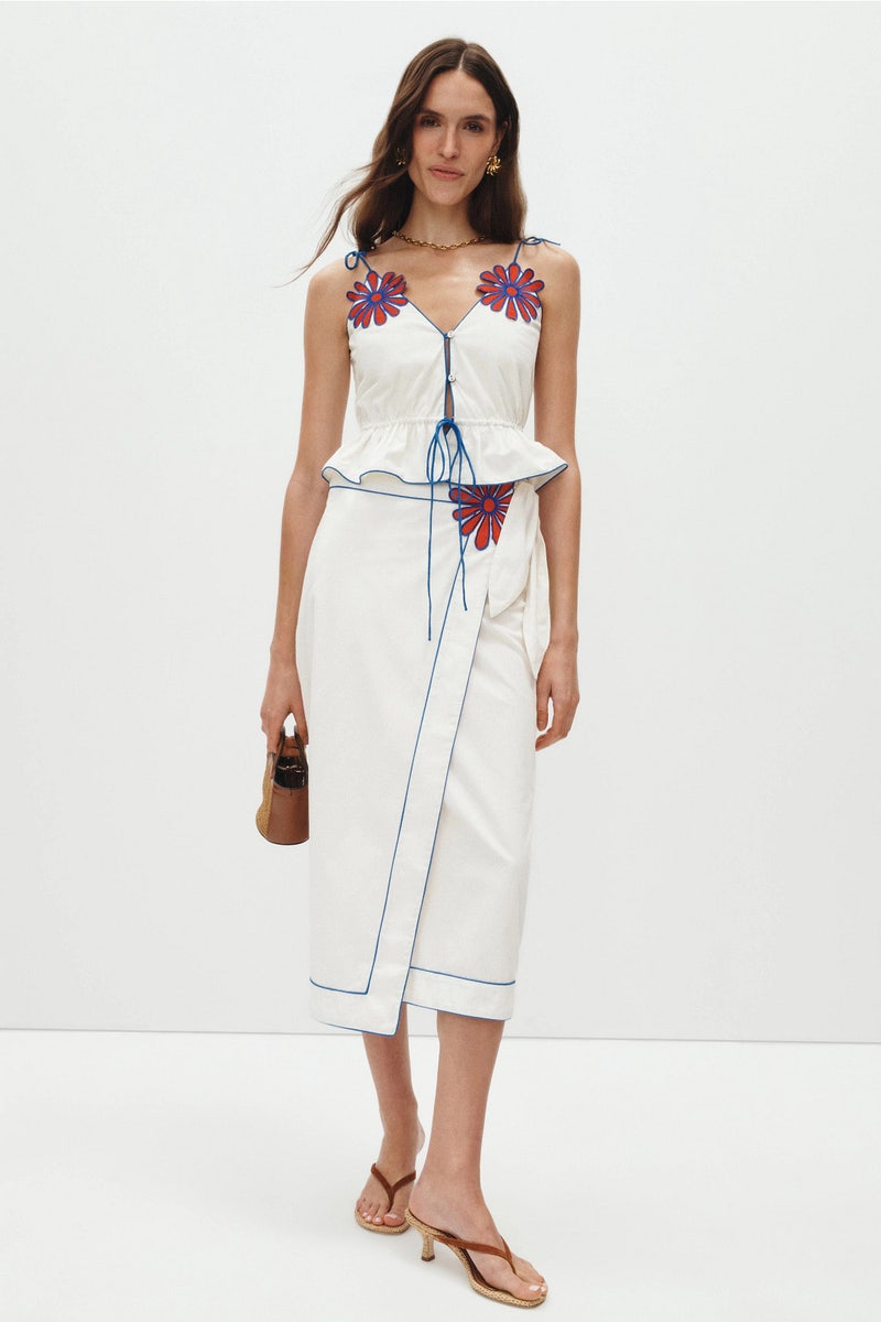 Floral Motif Warp Skirt by CAROLINA K - Photo 0
