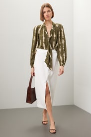 Front Slit Linen Maxi Skirt by Endless Rose