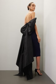 Navy Strapless Knit Gown by Oscar de la Renta