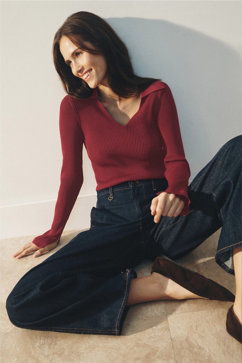 Collared Rib Knit Sweater by SIMKHAI - Photo 0