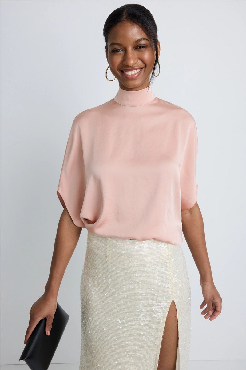 Satin Collared Cape Top by LAPOINTE - Photo 0