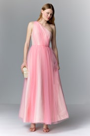 One Shoulder Tulle Gown by Badgley Mischka