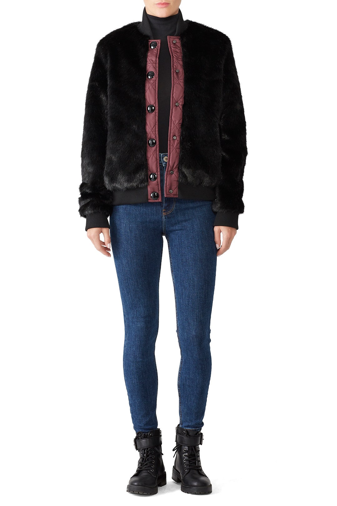 Qulited Trim Faux Fur Bomber by Hunter 0