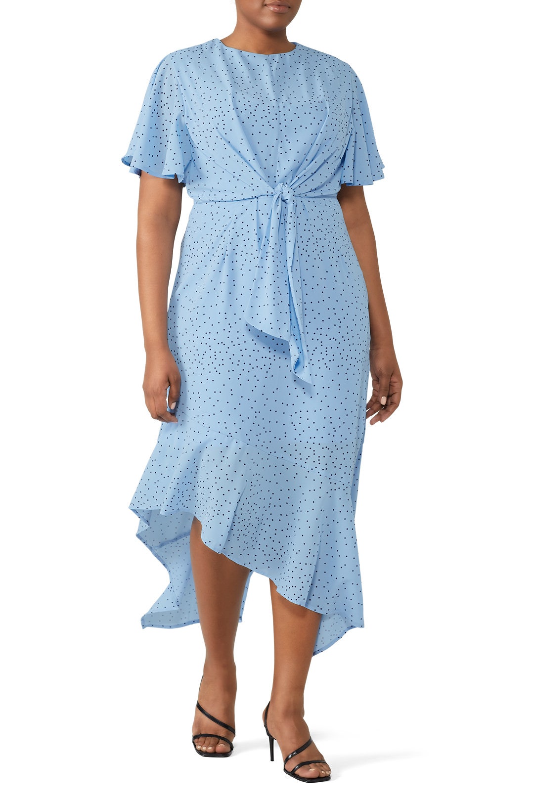 Polka Dot Tie Front Dress by LOST INK 0