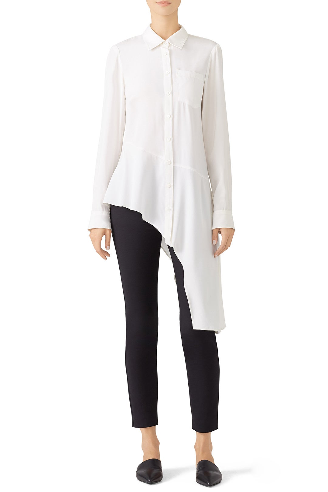 White Asymmetric Shirt by Nanette Lepore 0