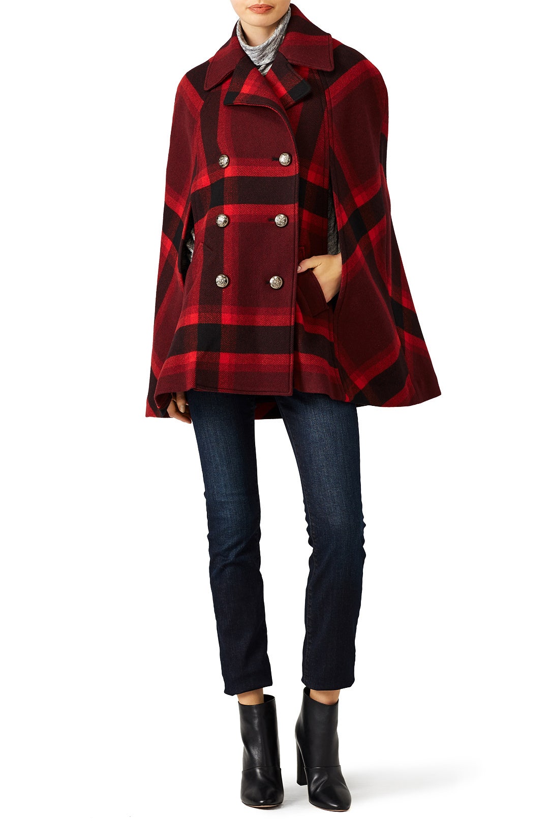Red Plaid Lincoln Cape by Parker 0