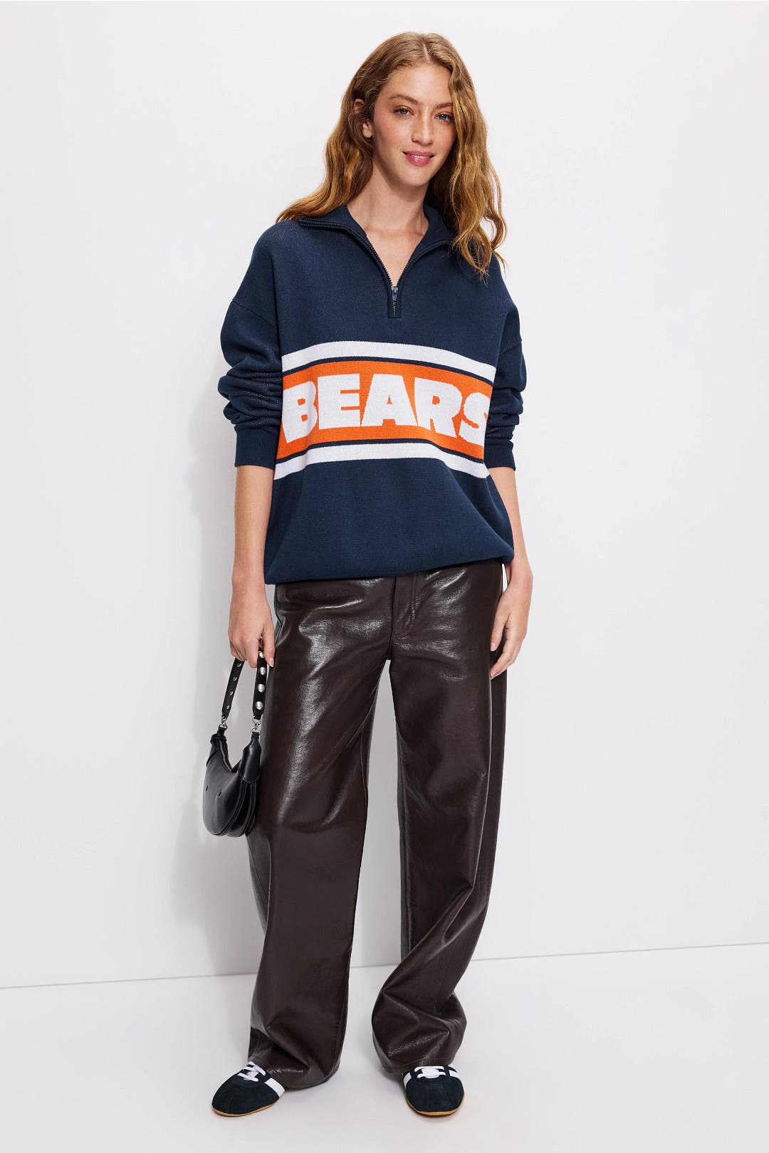 Chicago Bears Quarter Zip Logo Sweater by Terez | Rent the Runway