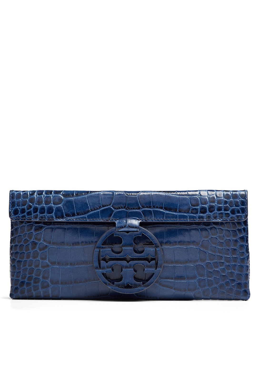 Navy Miller Embossed Clutch by Tory Burch Accessories 0