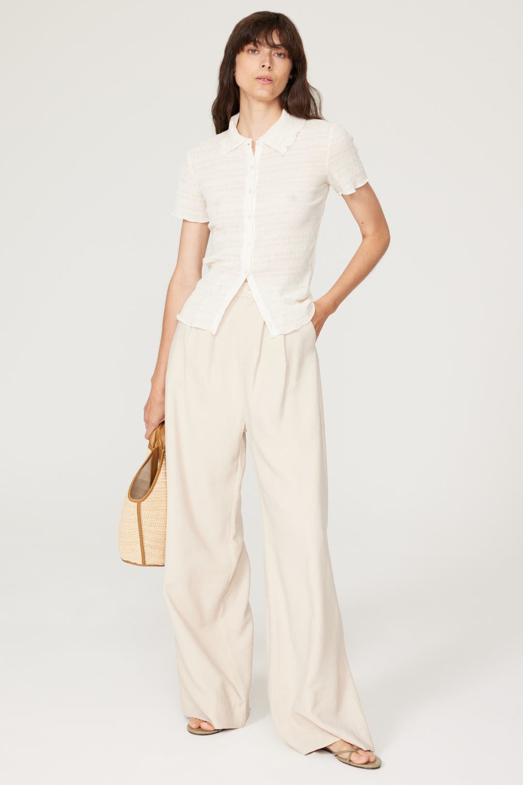 Smocked Button Up Top by VINCE. | Rent the Runway