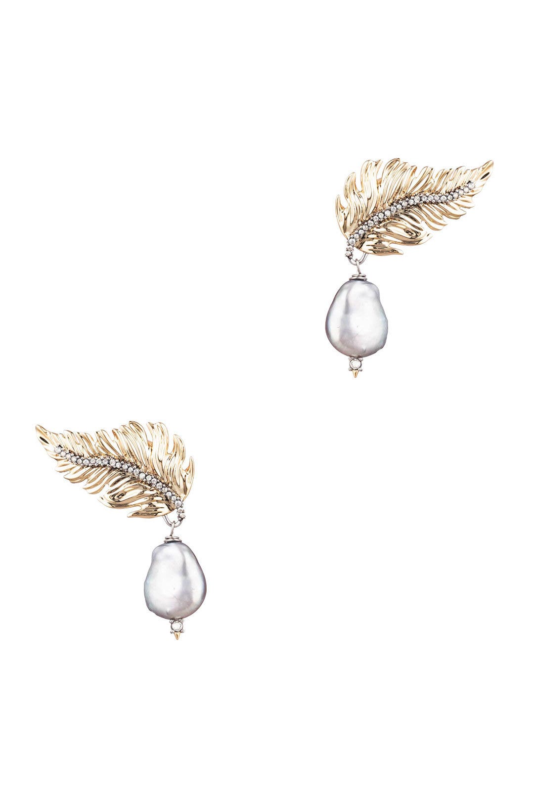 Feather Pearl Drop Post Earrings by Alexis Bittar 1