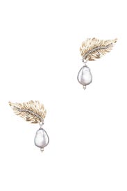 Feather Pearl Drop Post Earrings by Alexis Bittar