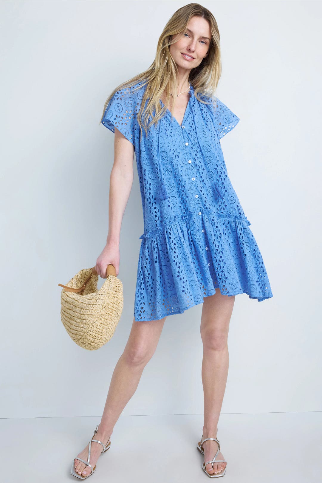 Blue Floral Short Sleeve Day Dress by Polo Ralph Lauren | Rent the