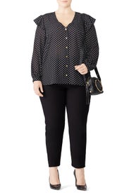 Polka Dot Ruffle Sleeve Blouse by Draper James X ELOQUII
