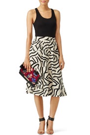 Black Stripe Layer Print Skirt by J.O.A.