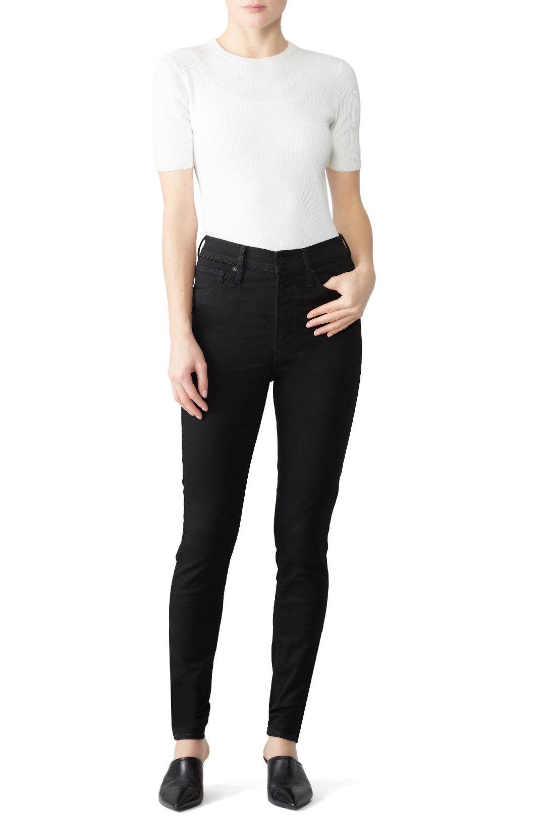 Black Mile High Super Skinny Jeans by Levi's 0