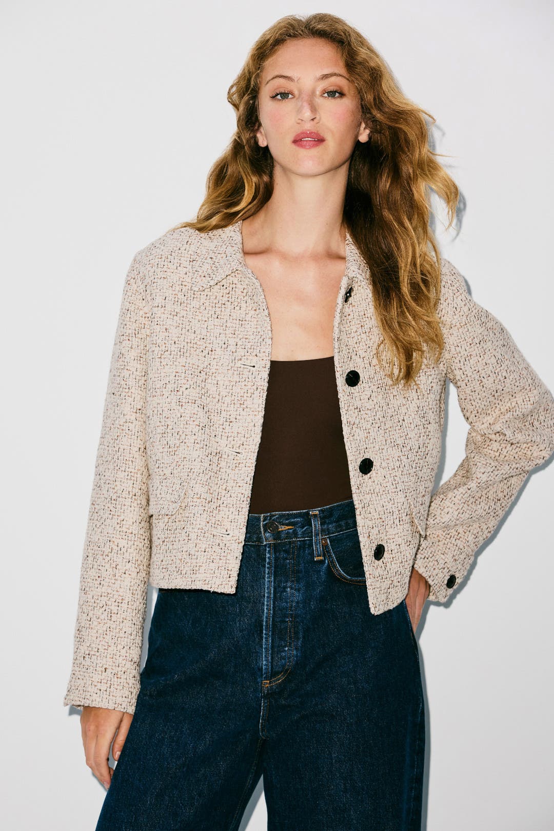 ジャケット・アウター eaphi big collar middle coat Tweed Shirt Collar Jacket by Madewell | Rent the Runway
