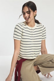 Delilah Striped Short Sleeved Cardigan by Splendid