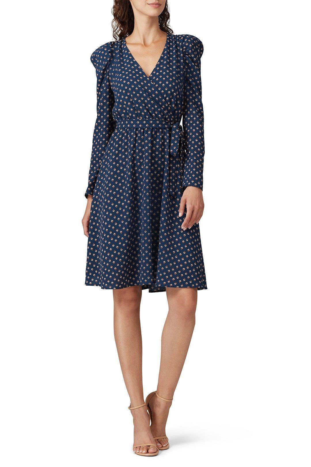 Long Puff Sleeve Surplice Dress by Slate & Willow 0