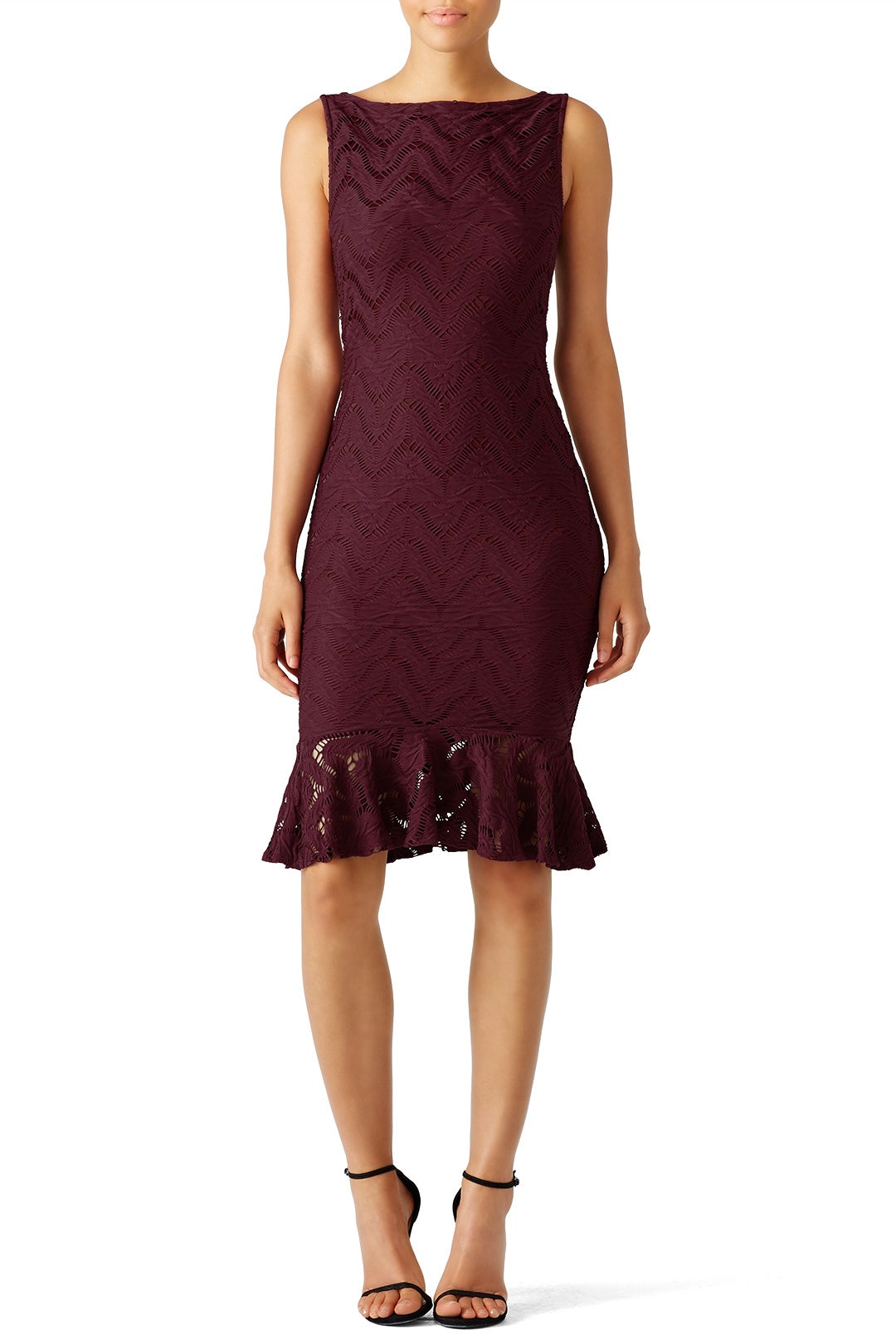 chinese dress ladies Wine Lace Short Dress with 3/4 Sleeves main image 0