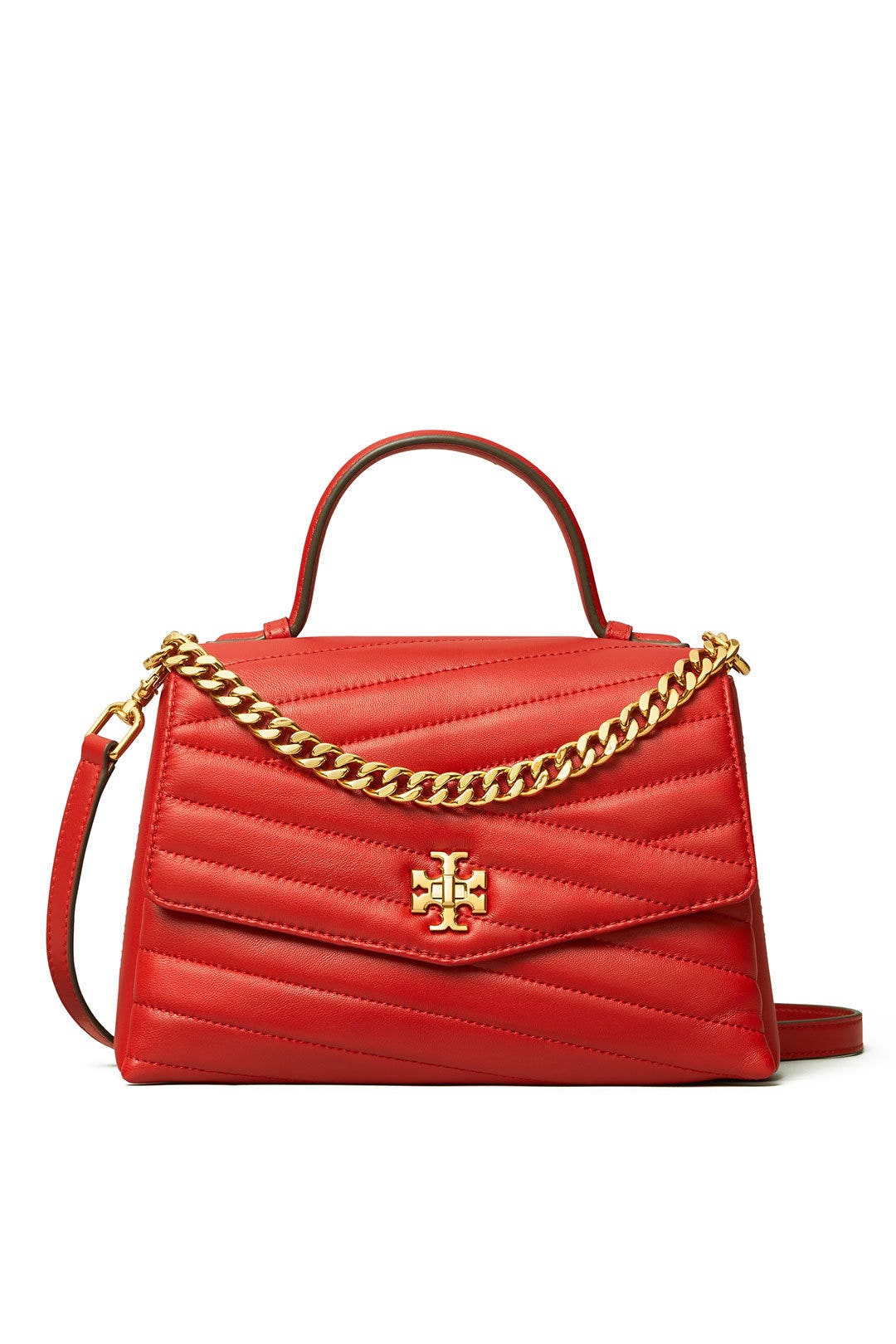 Red Kira Chevron Top Handle Satchel by Tory Burch Accessories Rent