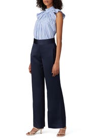 Blue Striped High Neck Top by Victoria Victoria Beckham