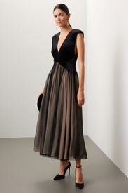 Drop Waist Velvet Dress by Badgley Mischka