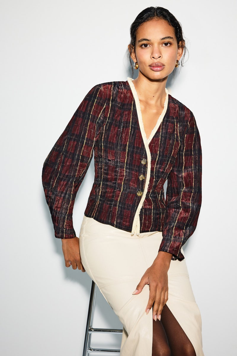 Millea Plaid Crossover Blouse by Baum und Pferdgarten - Photo 0