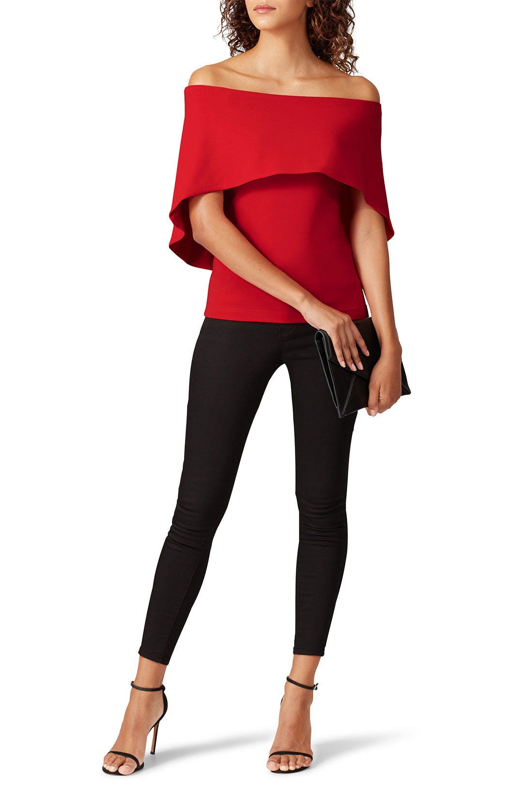 Red Structured Cape Top by Nicole Miller 0