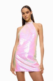 Farah Pink Halter Neck Mini Dress by Bronx and Banco