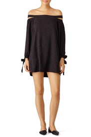 Black Crepe Off Shoulder Dress by Endless Rose