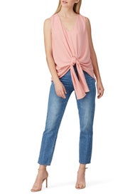 Pink Tie Front Tank by Fifteen Twenty