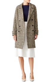 Champagne Oversized Double Breasted Coat by HALSTON