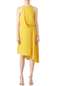 Yellow Draped Dress by HALSTON