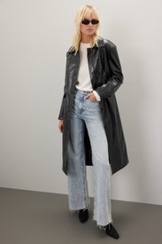 Faux Leather Midi Coat by Moon River