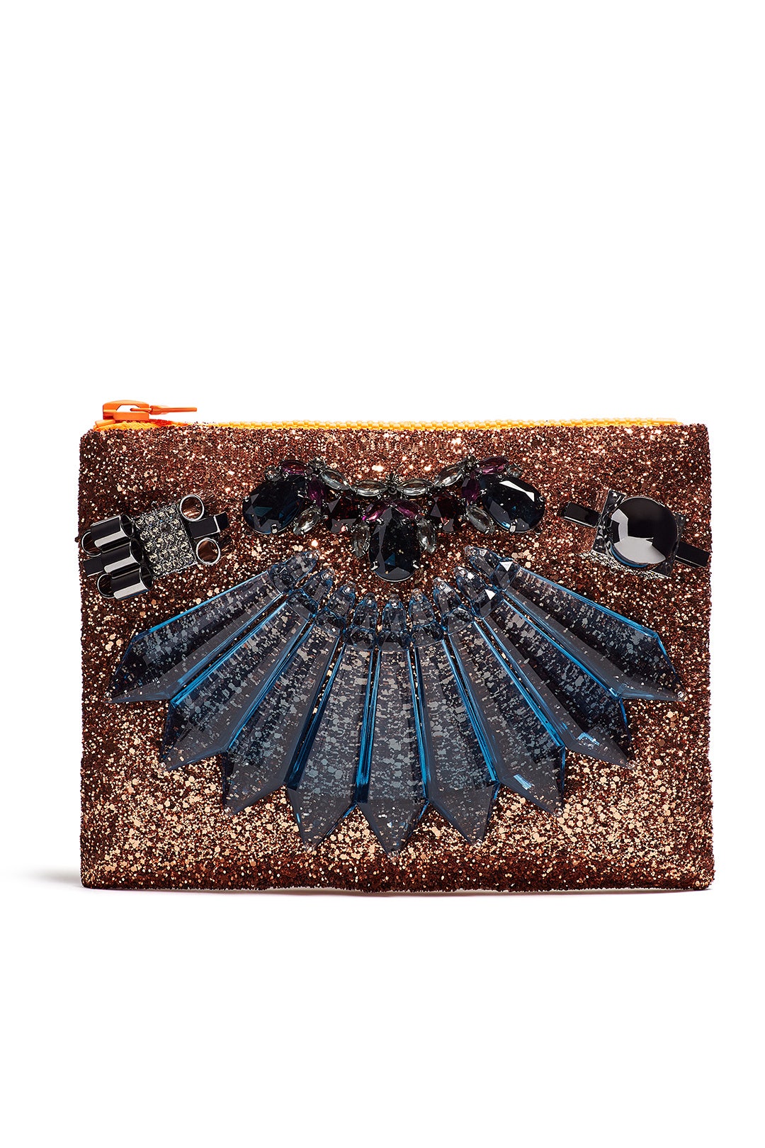 Orange Glitter Clutch by Mawi 0