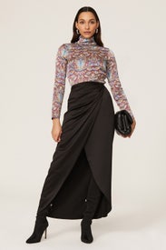 Nouveau Floral Turtleneck Top by SFIZIO