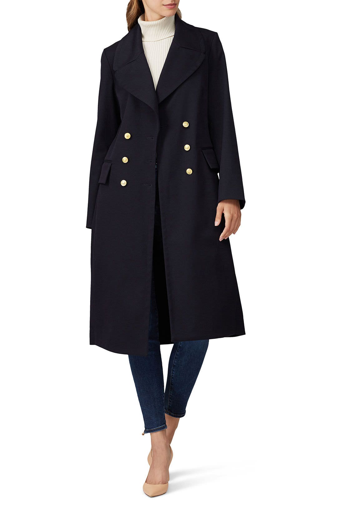 Navy Twill Double Breasted Coat by Victor Alfaro x RTR 0