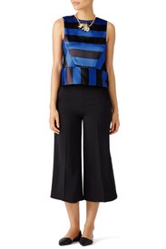 Blue Contrast Stripe Top by English Factory