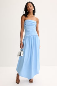 Strapless Drop Waist Dress by Jewel x Badgley Mischka