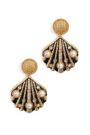 Multi Stones Shell Earrings by Kenneth Jay Lane