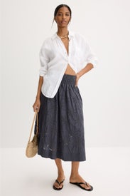 Bea Eyelet Midi Skirt by Marine Layer